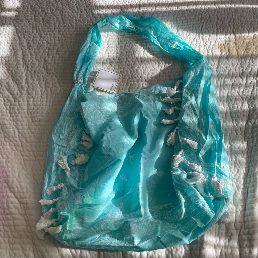 Shiraleah turquoise bandana print hobo bag
